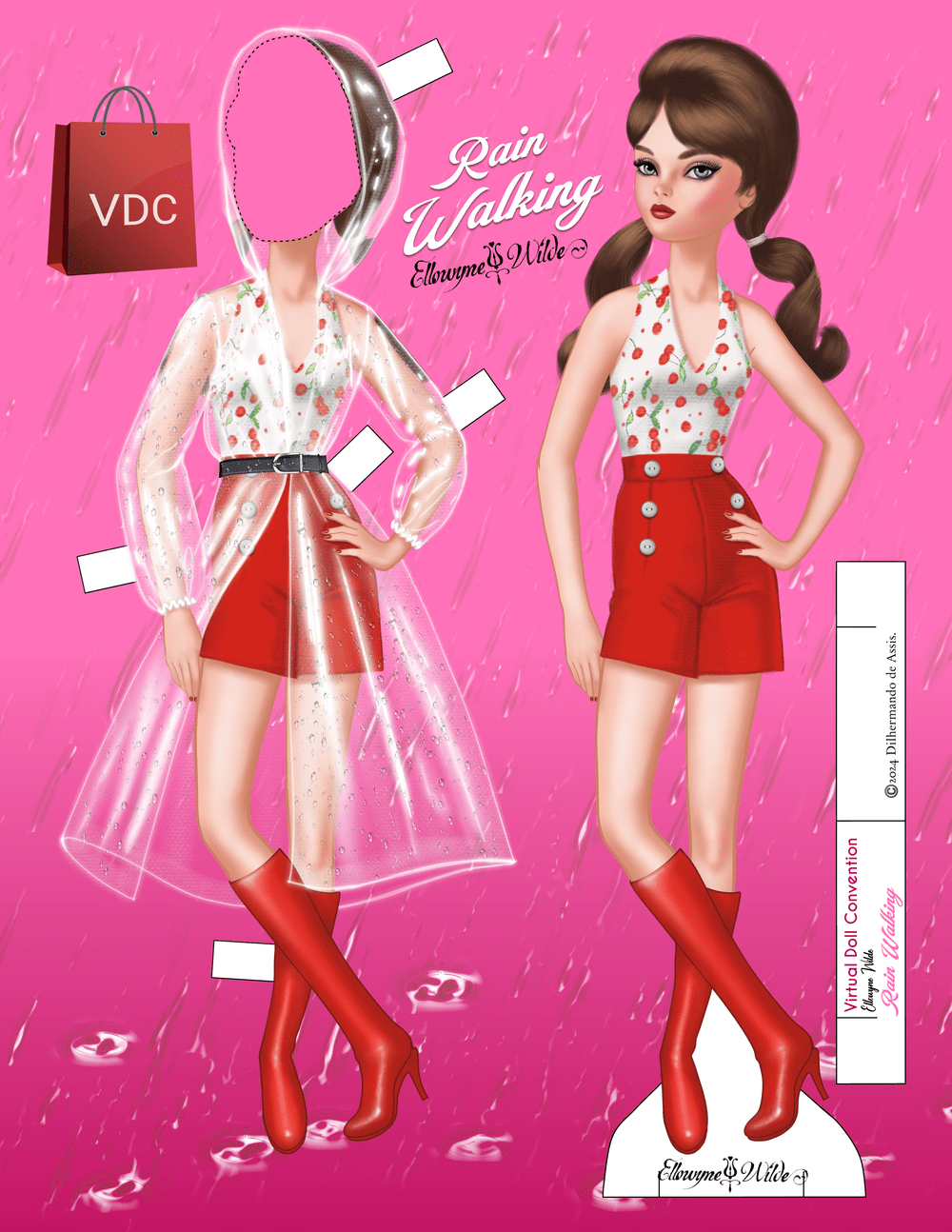 アート・デザイン・音楽 VEERLE WINDLES YOUNG BELGIAN FASHION Rain Walking Ellowyne Wilde Paper Doll by Dilhermando De Assis